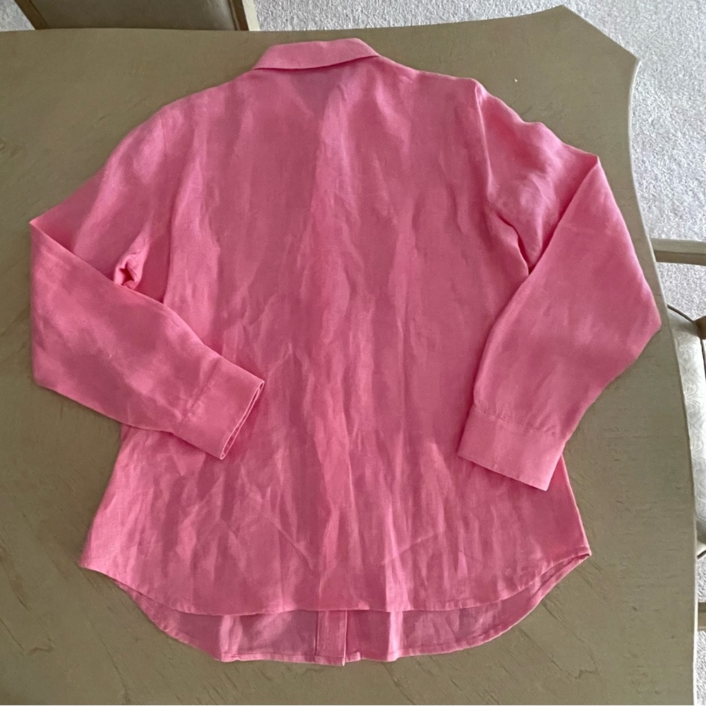 J.McLaughlin Linen Button Down Shirt Long Sleeve Pink 12 - Picture 2 of 7